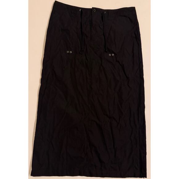 Y2K Vintage Riveted by Lee Long Black Side Zip Maxi Skirt Size L - Picture 1 of 4